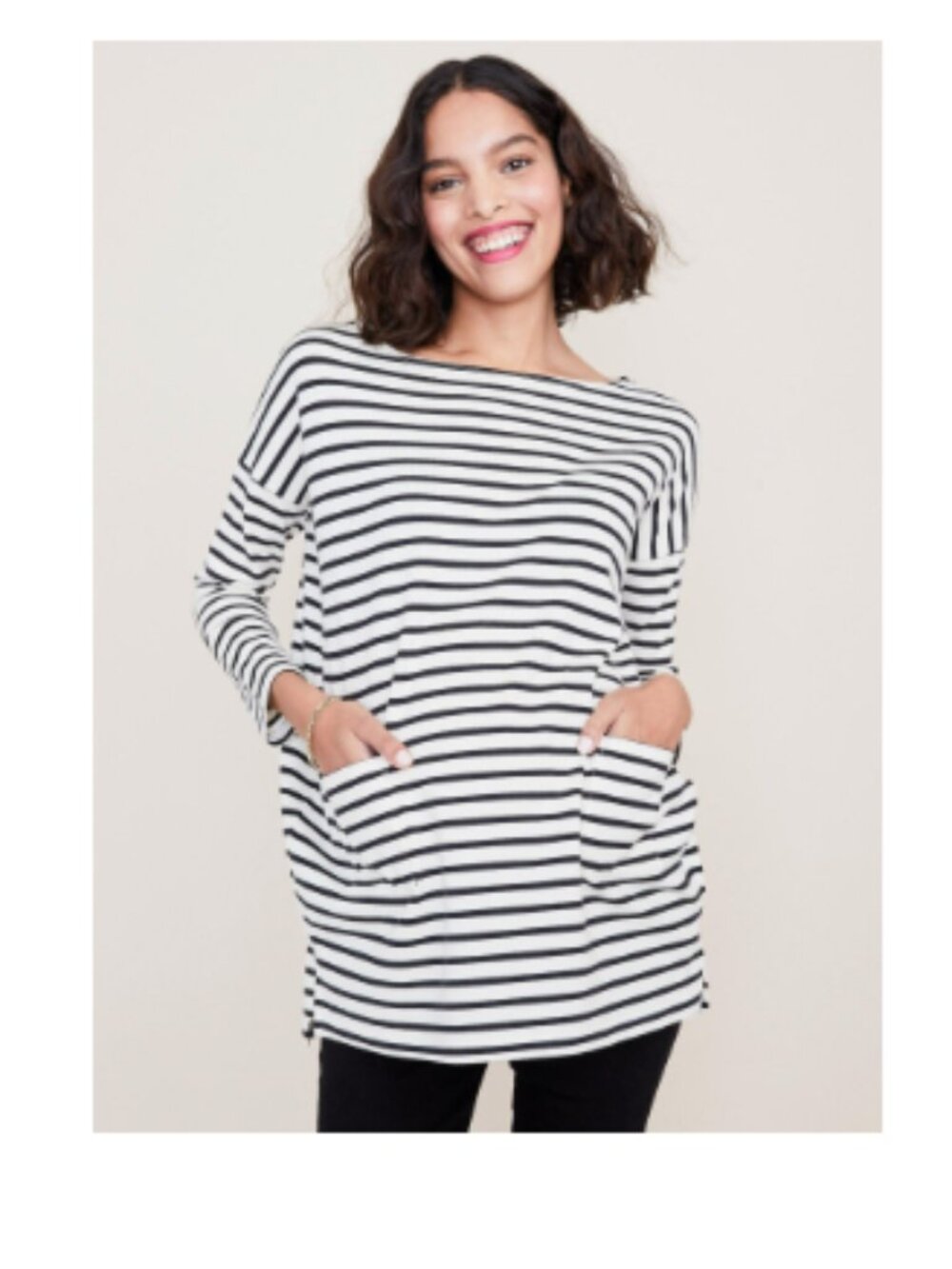 Hatch Maternity The Bateau Top Ivory Boat Neck Stripe Size 2